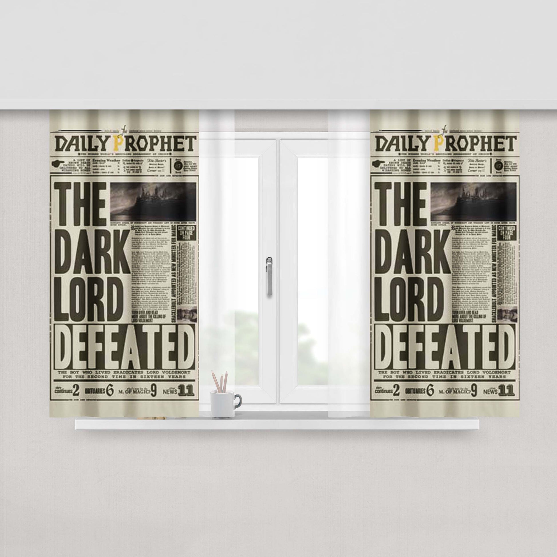 Harry Potter Newspaper Fabric Window Curtains