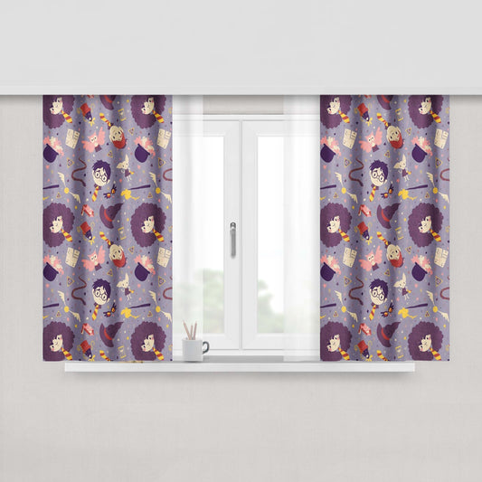Harry Potter Purple Pattern Wallpapers Fabric Window Curtains