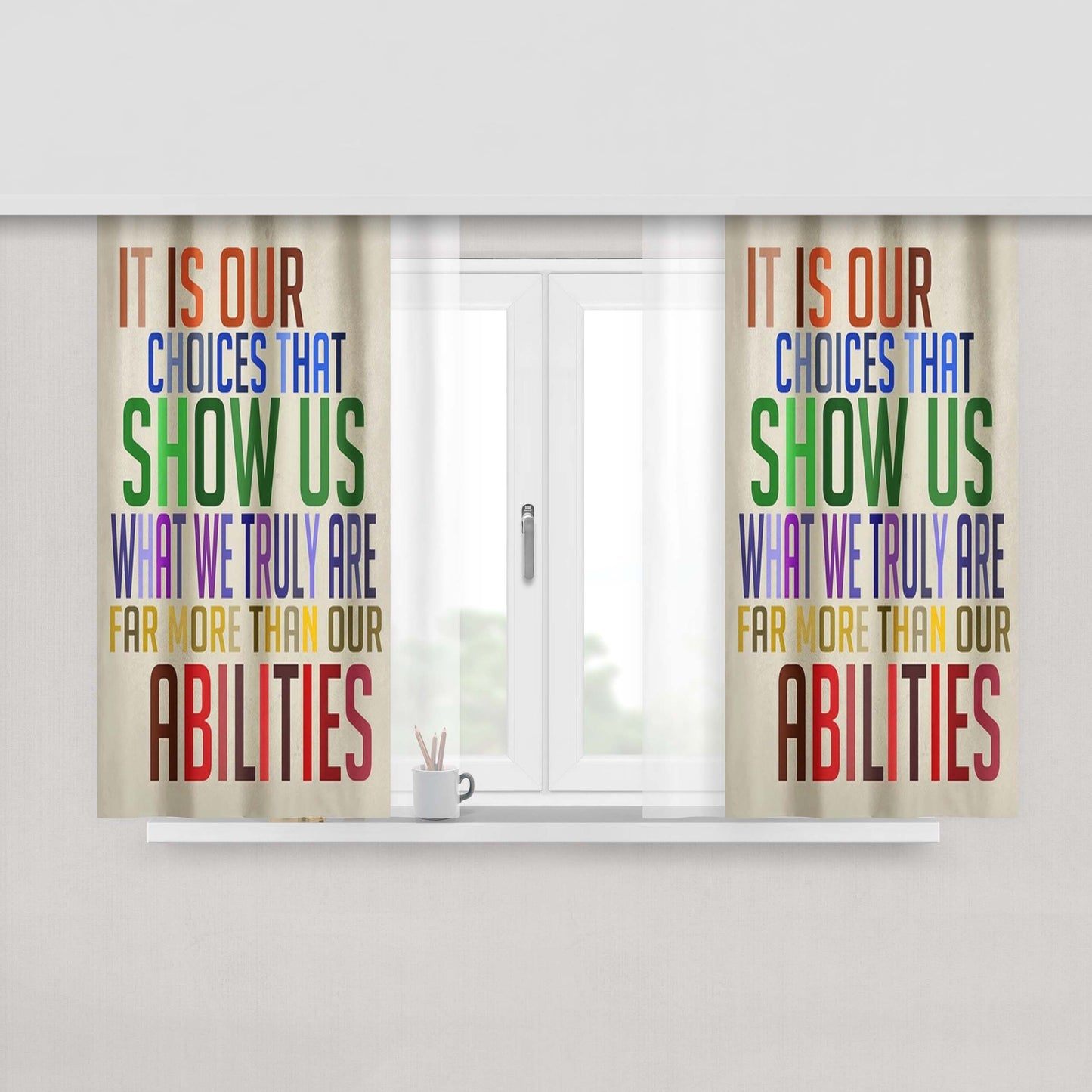 Harry Potter Quote Fabric Window Curtains