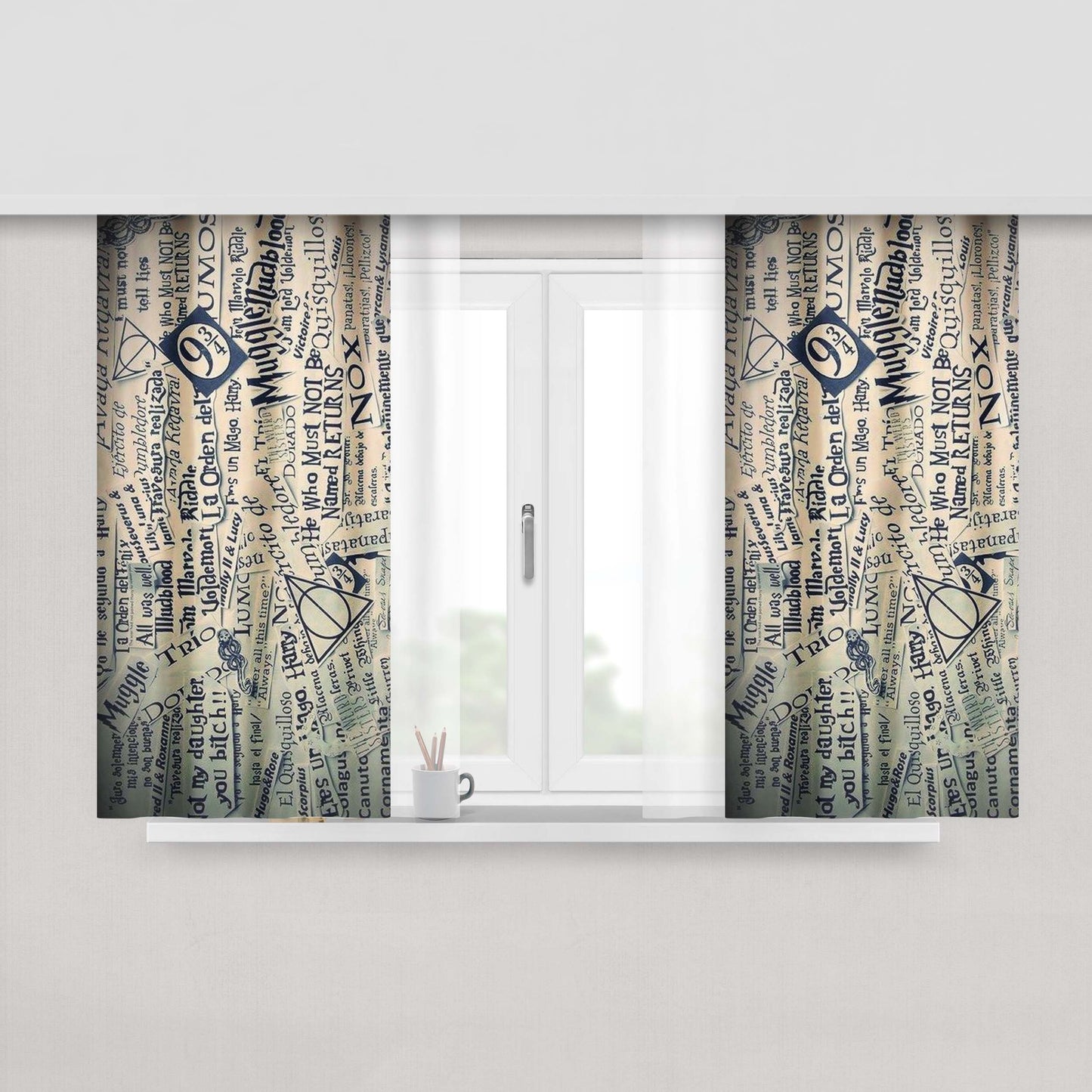 Harry Potter Quotes Collage Fabric Window Curtains