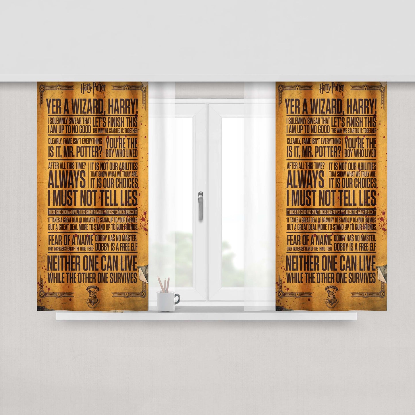 Harry Potter Quotes Maxi Fabric Window Curtains