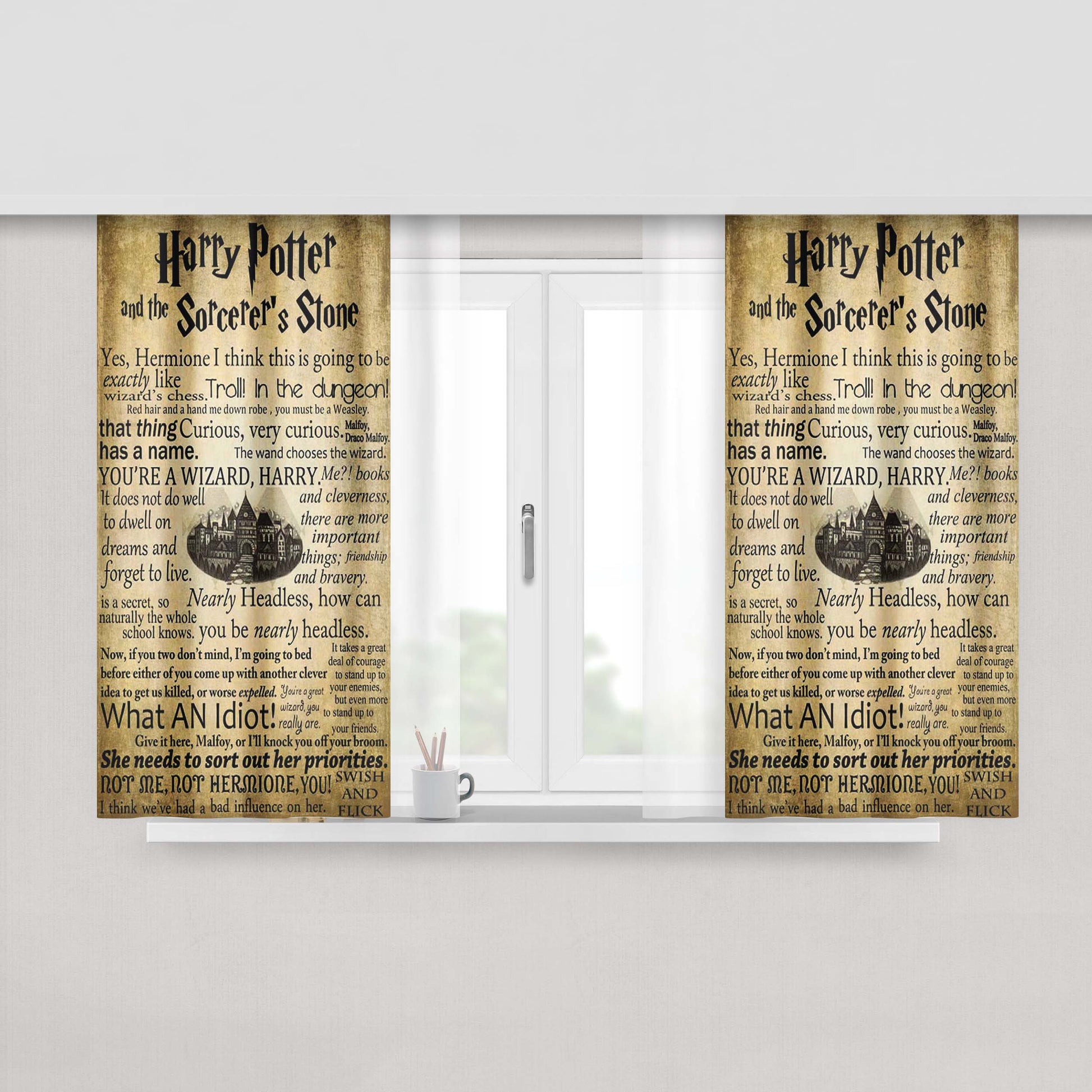 Harry Potter Quotes Fabric Window Curtains