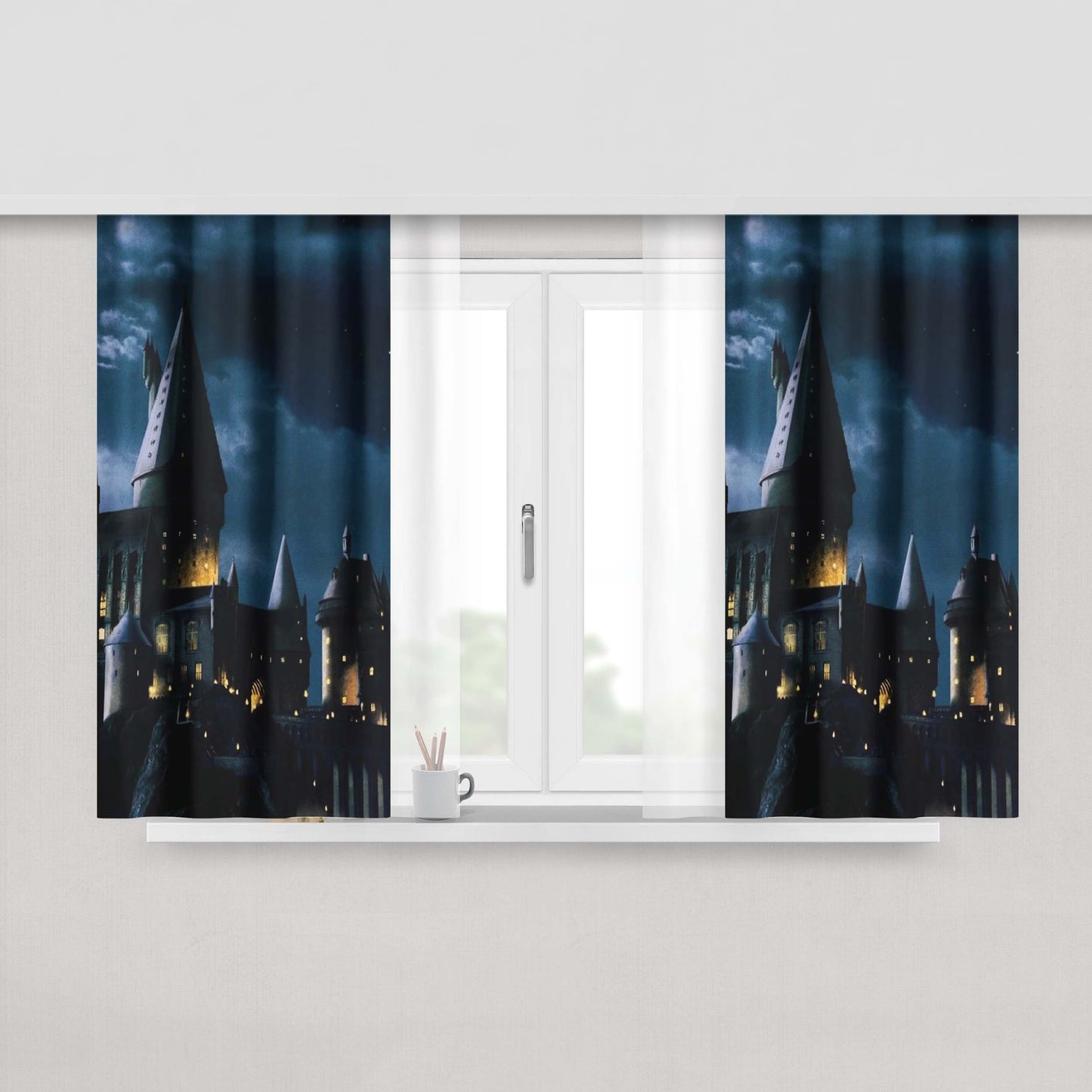 Harry Potter School Castle Background Portrait Fabric Window Curtains