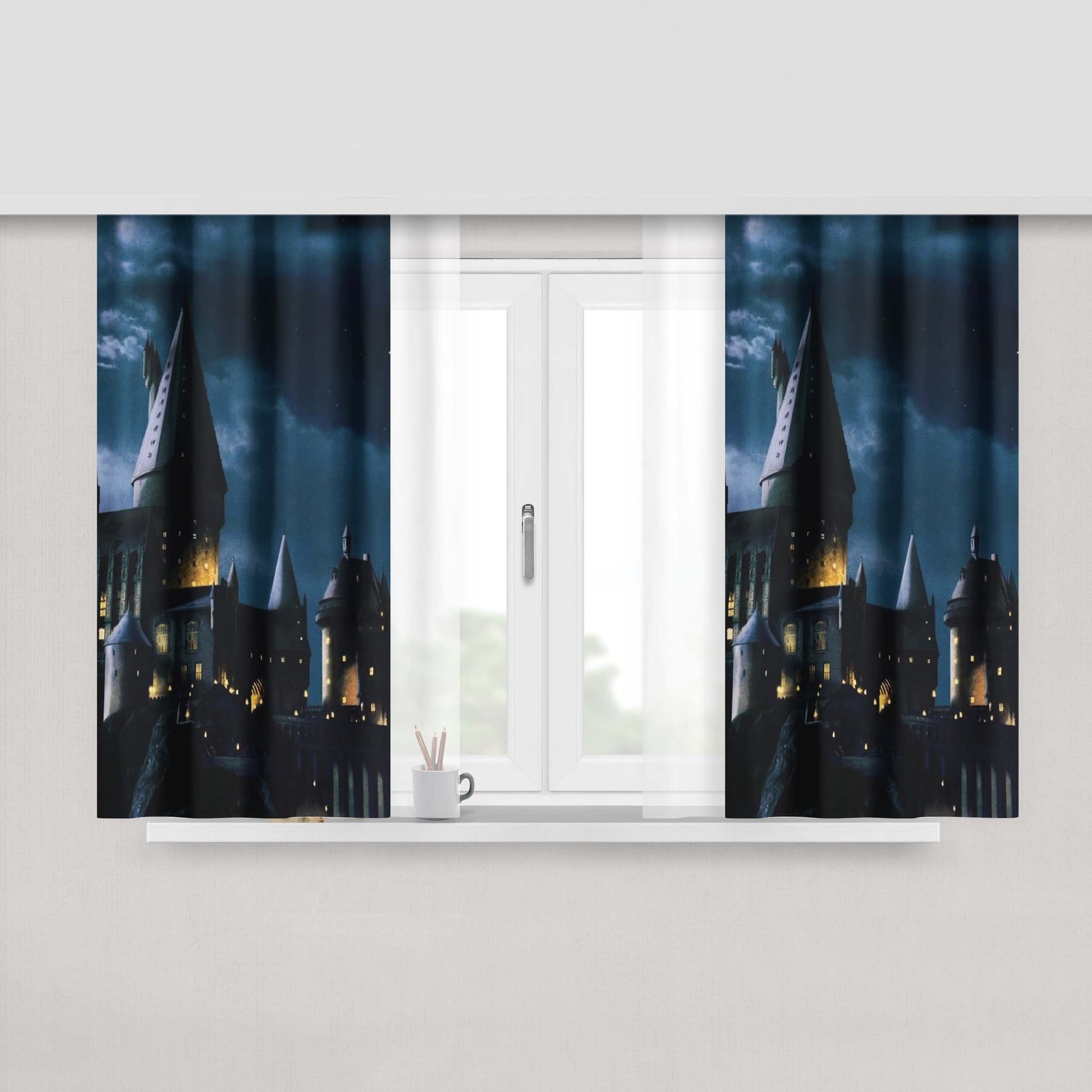 Harry Potter School Castle Portrait Fabric Window Curtains