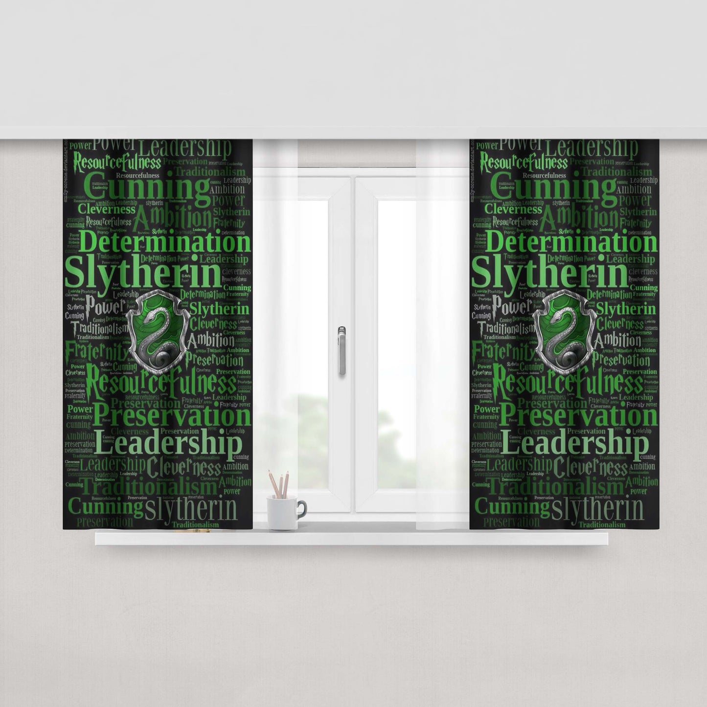 Harry Potter Slytherin Quotes Collections Fabric Window Curtains