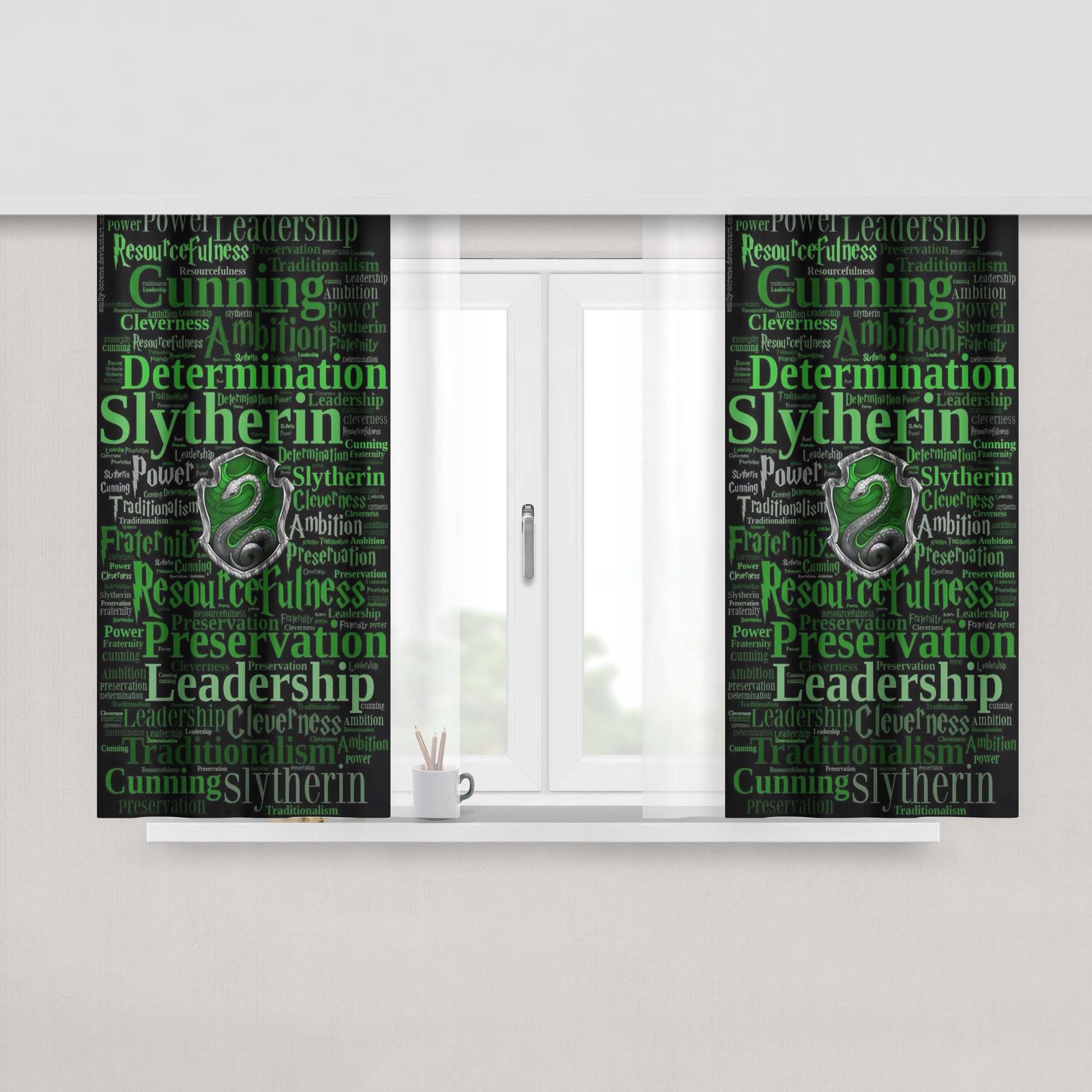 Harry Potter Slytherin Quotes Collections Fabric Window Curtains