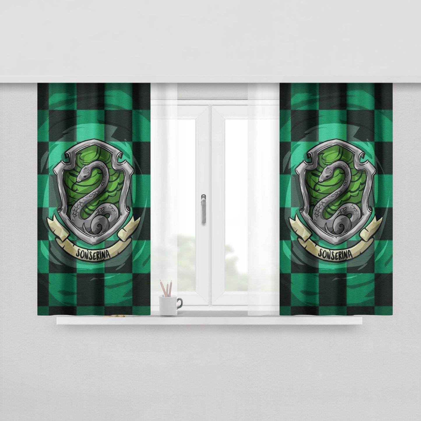 Harry Potter Sonserina Slytherin Fabric Window Curtains