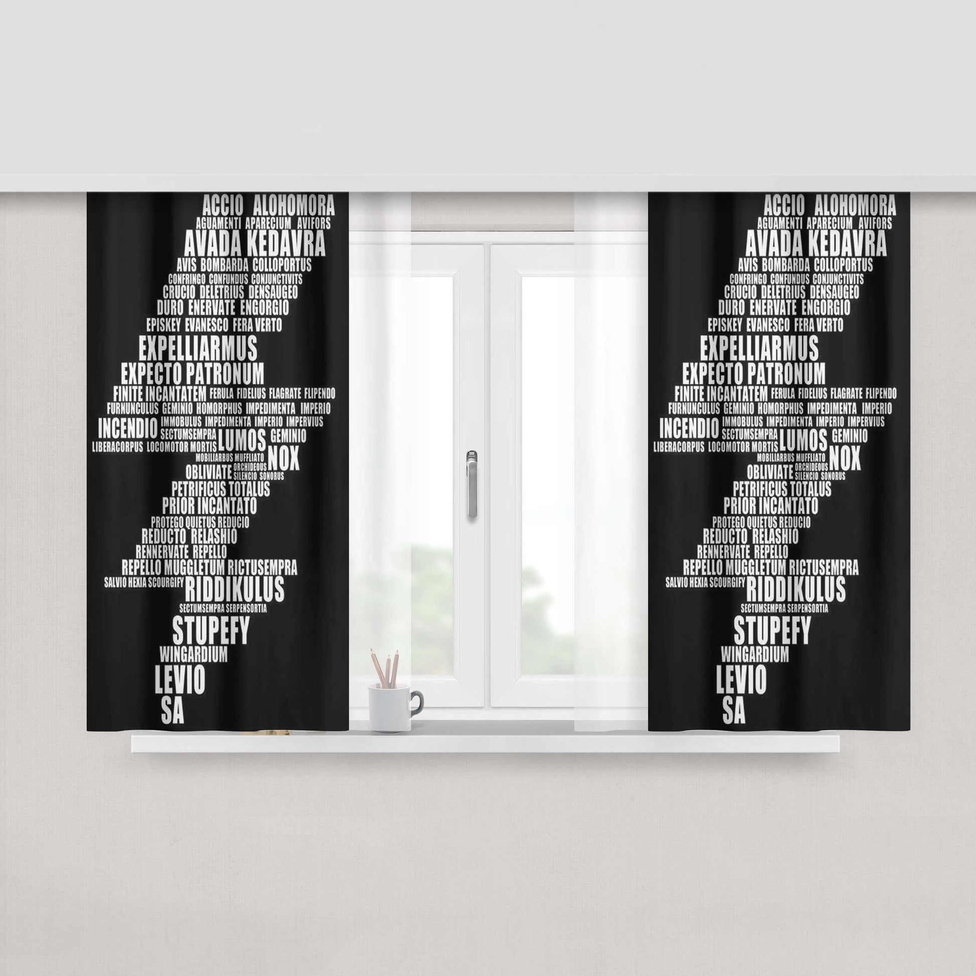 Harry Potter Spell Black Cover Fabric Window Curtains