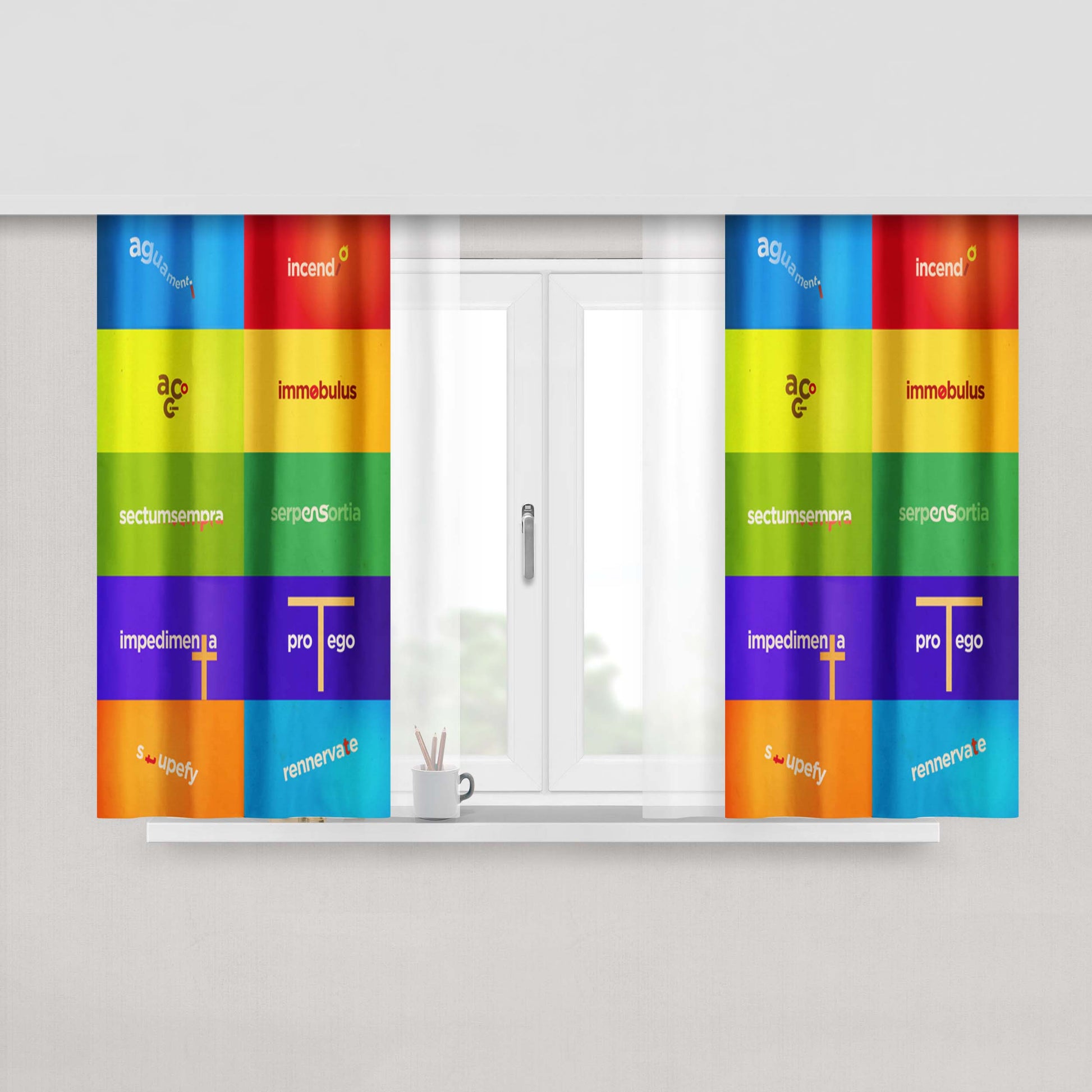 Harry Potter Spelling Fabric Window Curtains