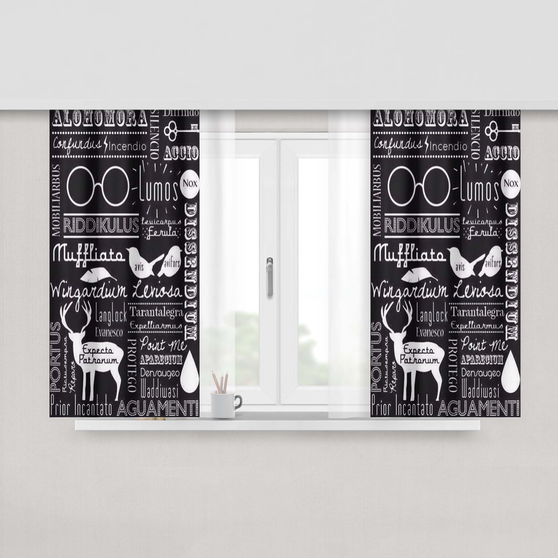 Harry Potter Spells Fabric Window Curtains
