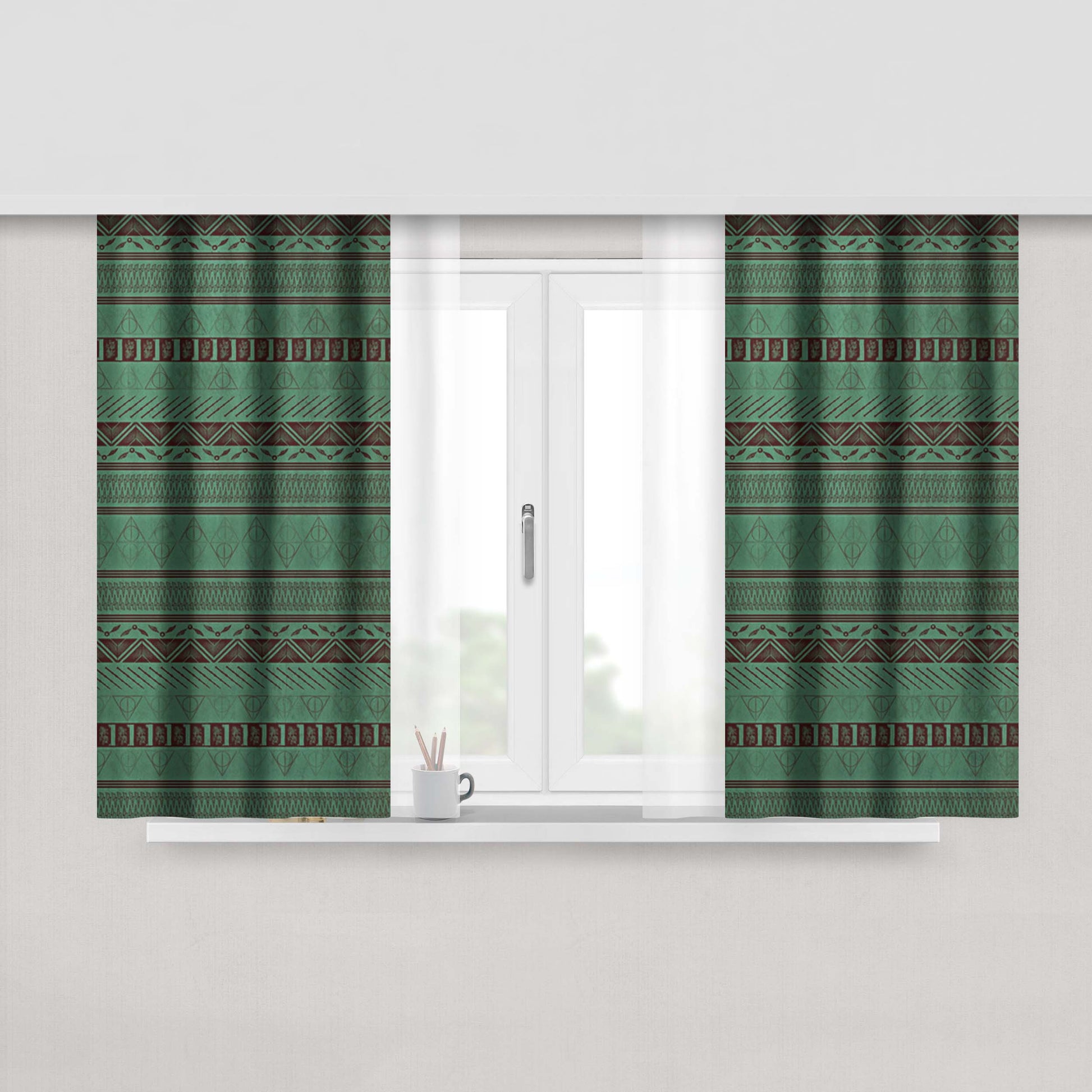 Harry Potter With Tribal Print Fabric Window Curtains