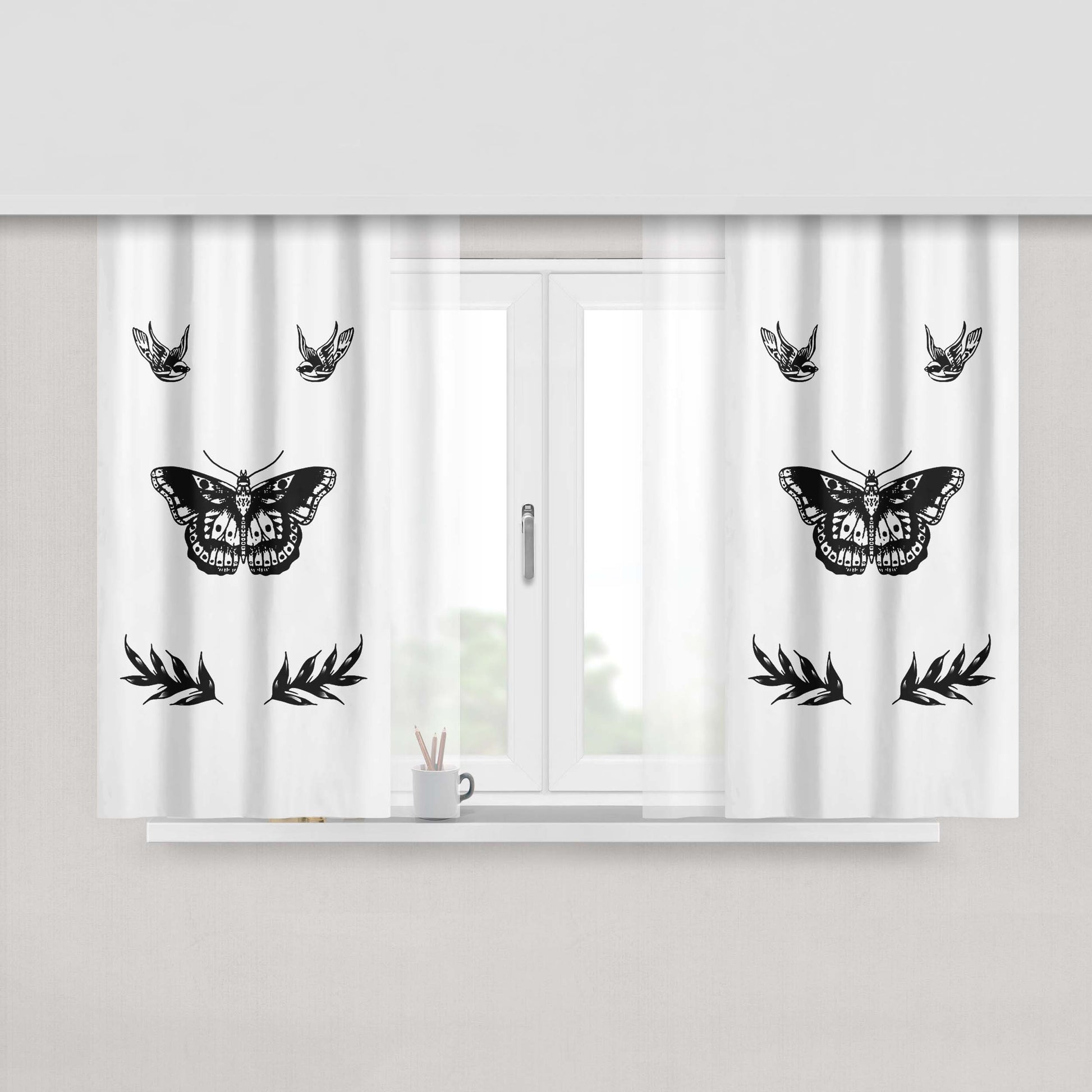 Harry Styles One Direction Tattoo Fabric Window Curtains