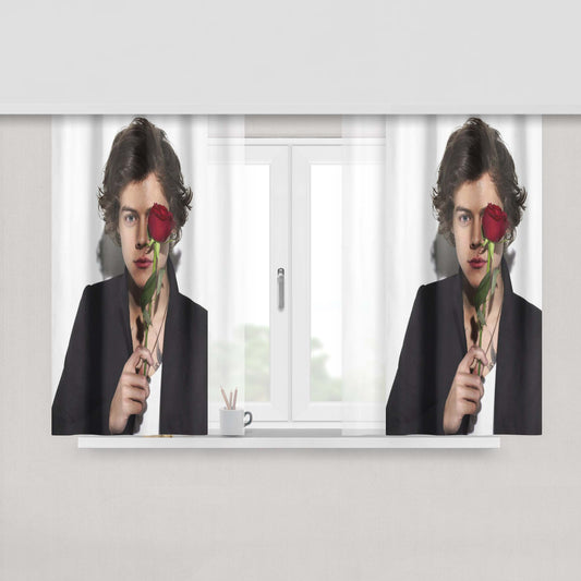 Harry Styles Rose Fabric Window Curtains