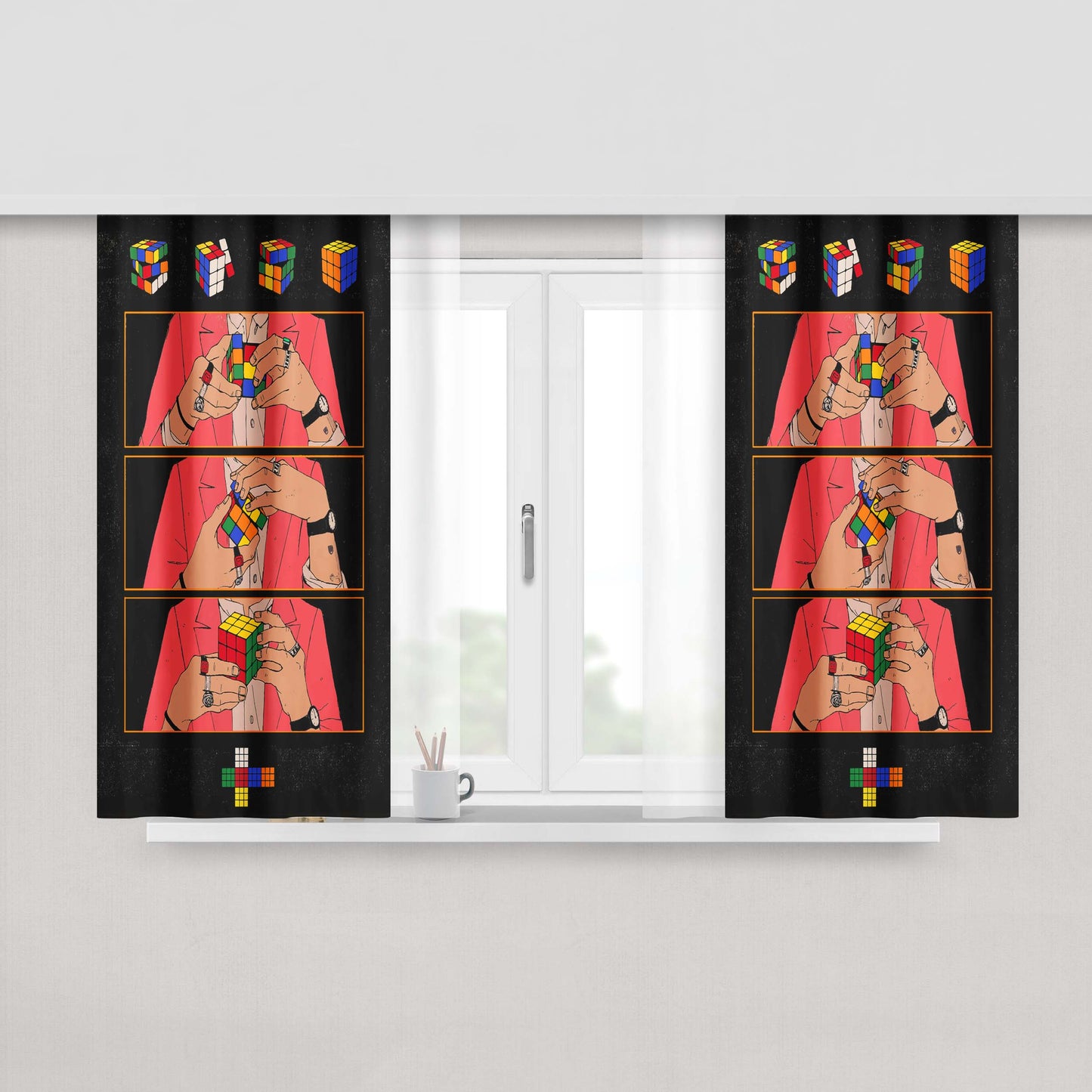 Harry Styles Tour Art Rubix Cube Fabric Window Curtains