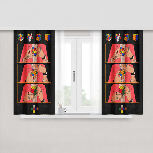 Harry Styles Tour Art Rubix Cube Fabric Window Curtains