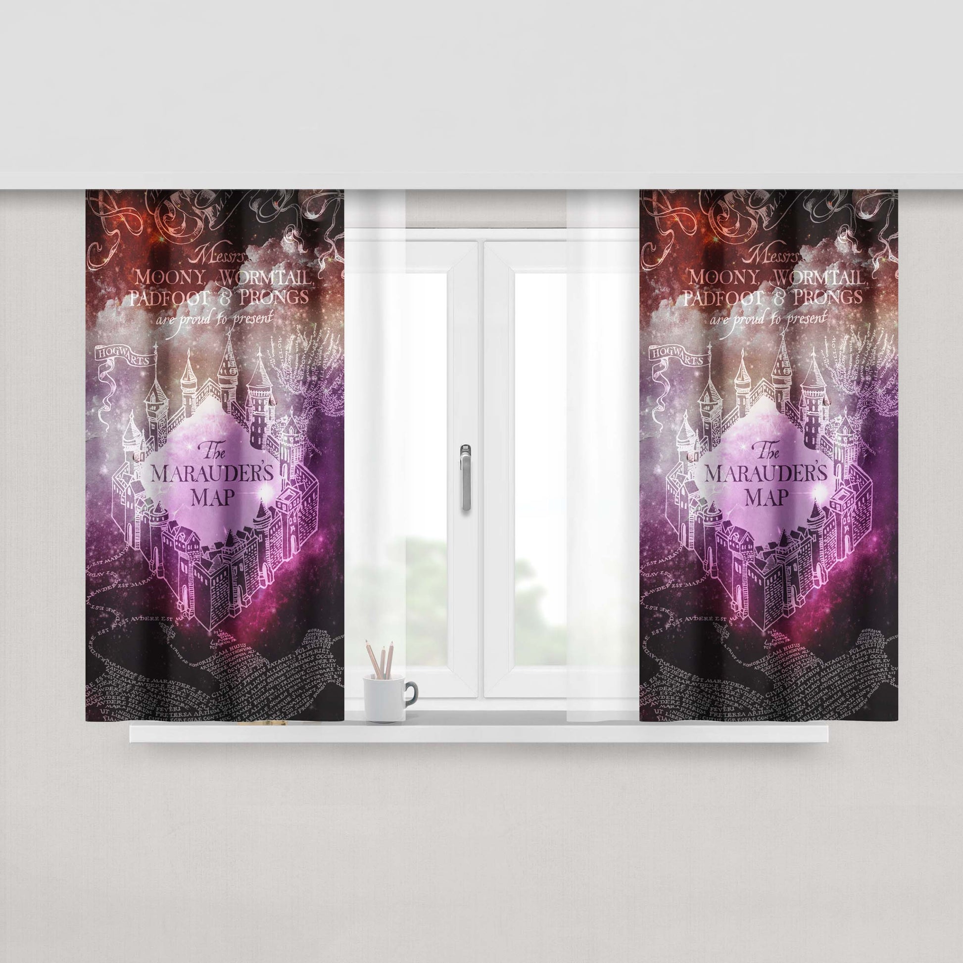 Harrypotter Maraders Map Galaxy Fabric Window Curtains