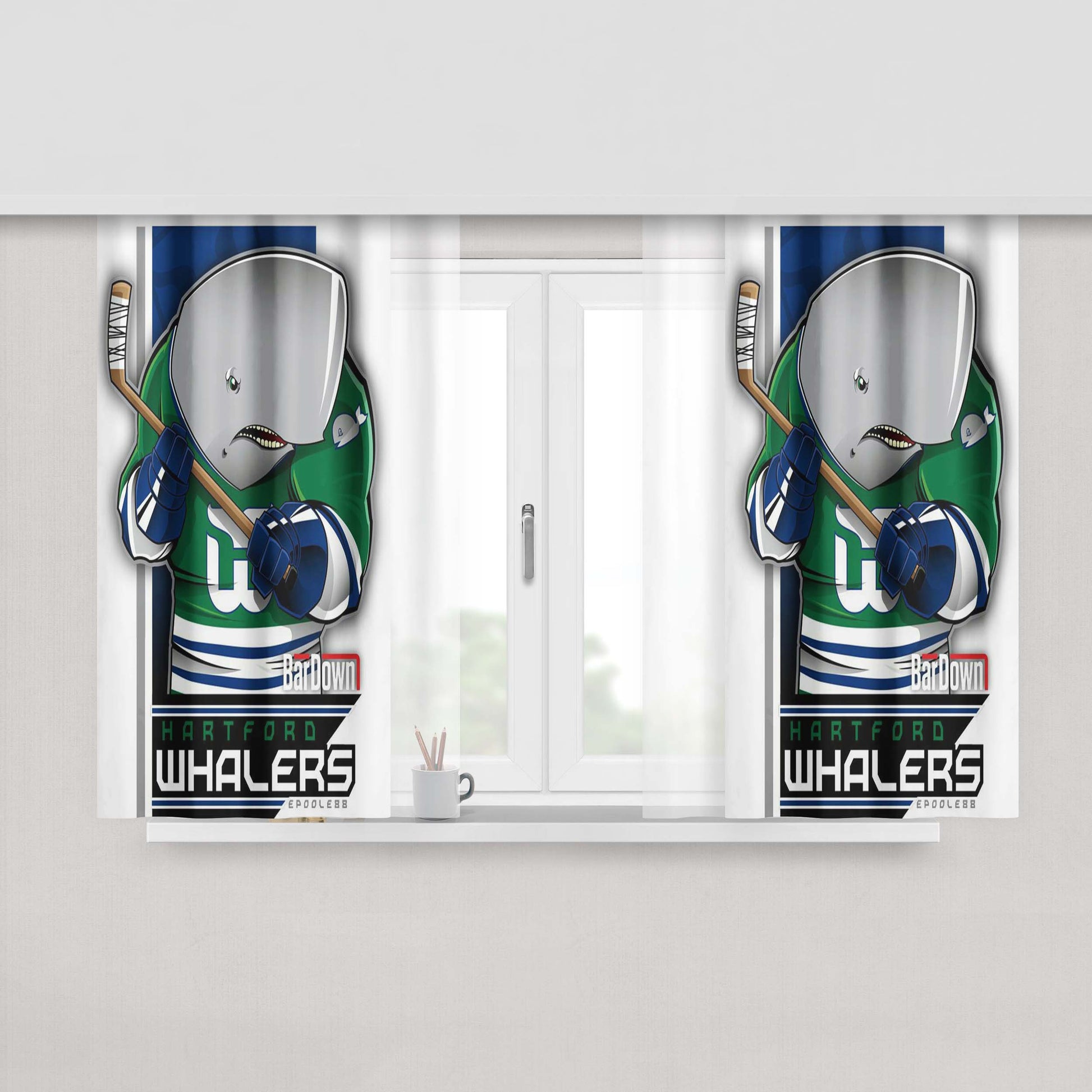 Hartford Whalers Fabric Window Curtains