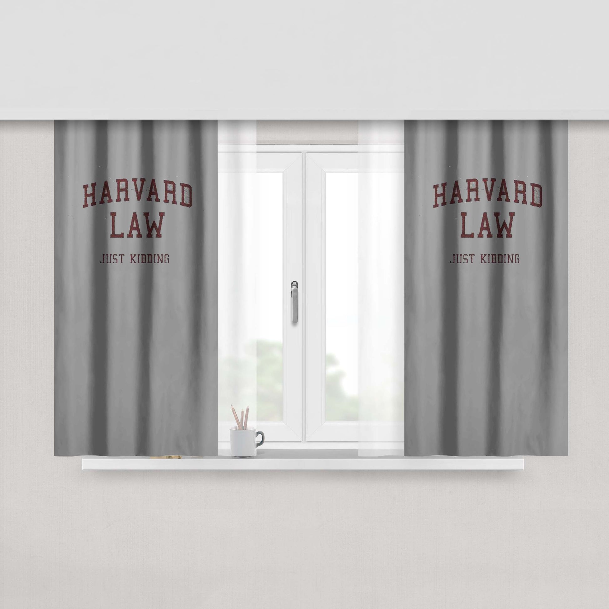 Harvard Law Just Kidding Fabric Window Curtains