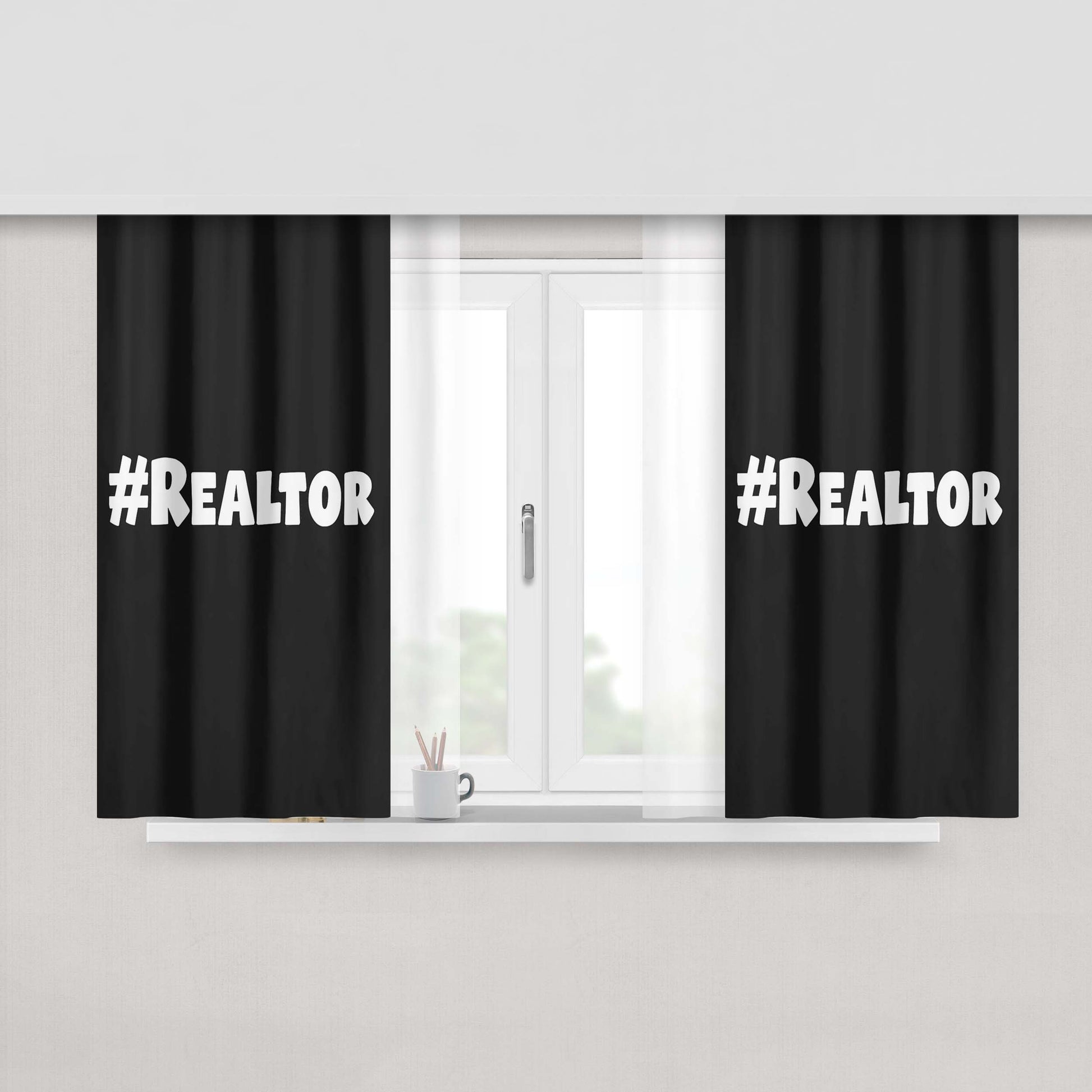 Hashtag Realtor Fabric Window Curtains