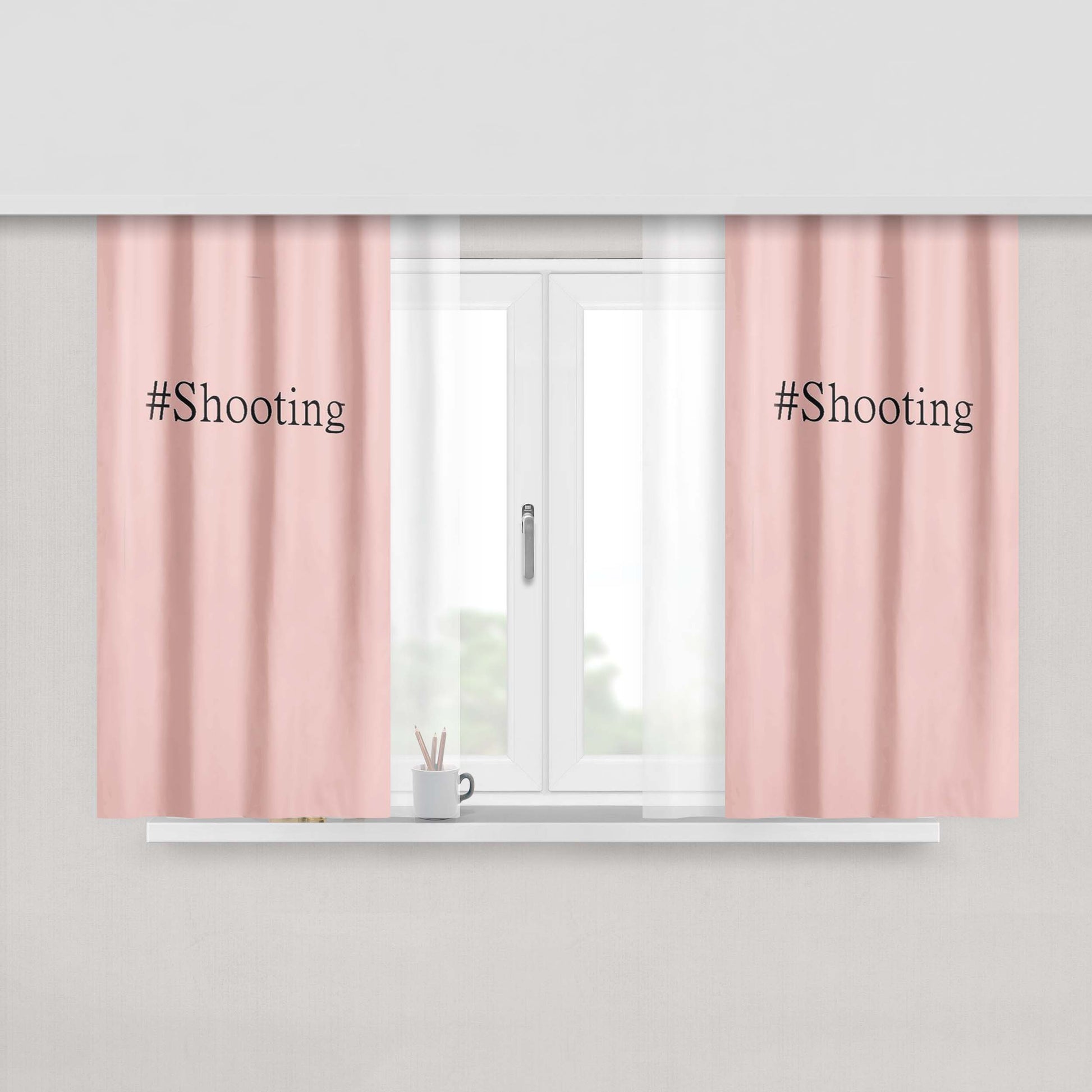 Hashtag Shooting Gift For Him Sports Fabric Window Curtains