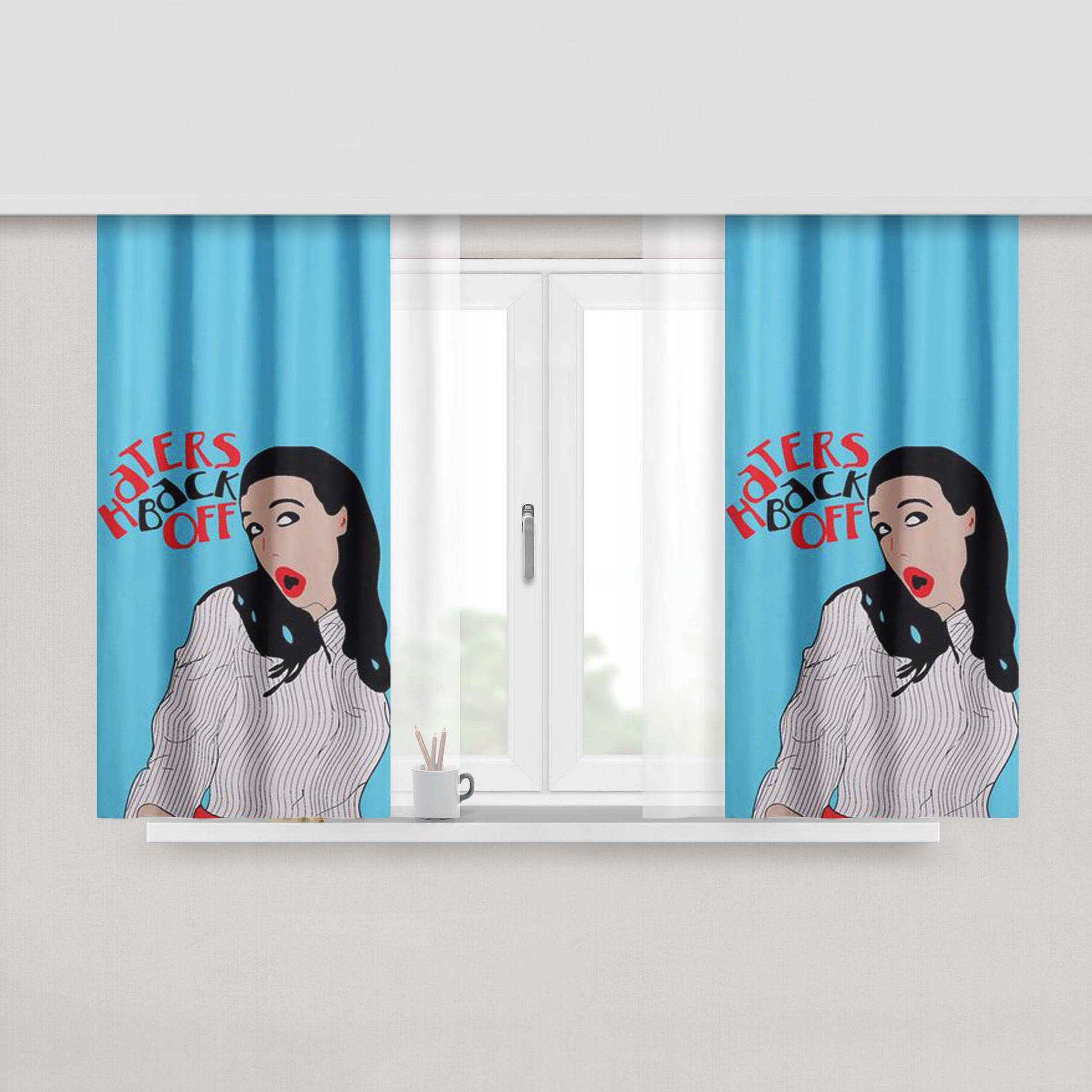 Haters Back Off Fabric Window Curtains
