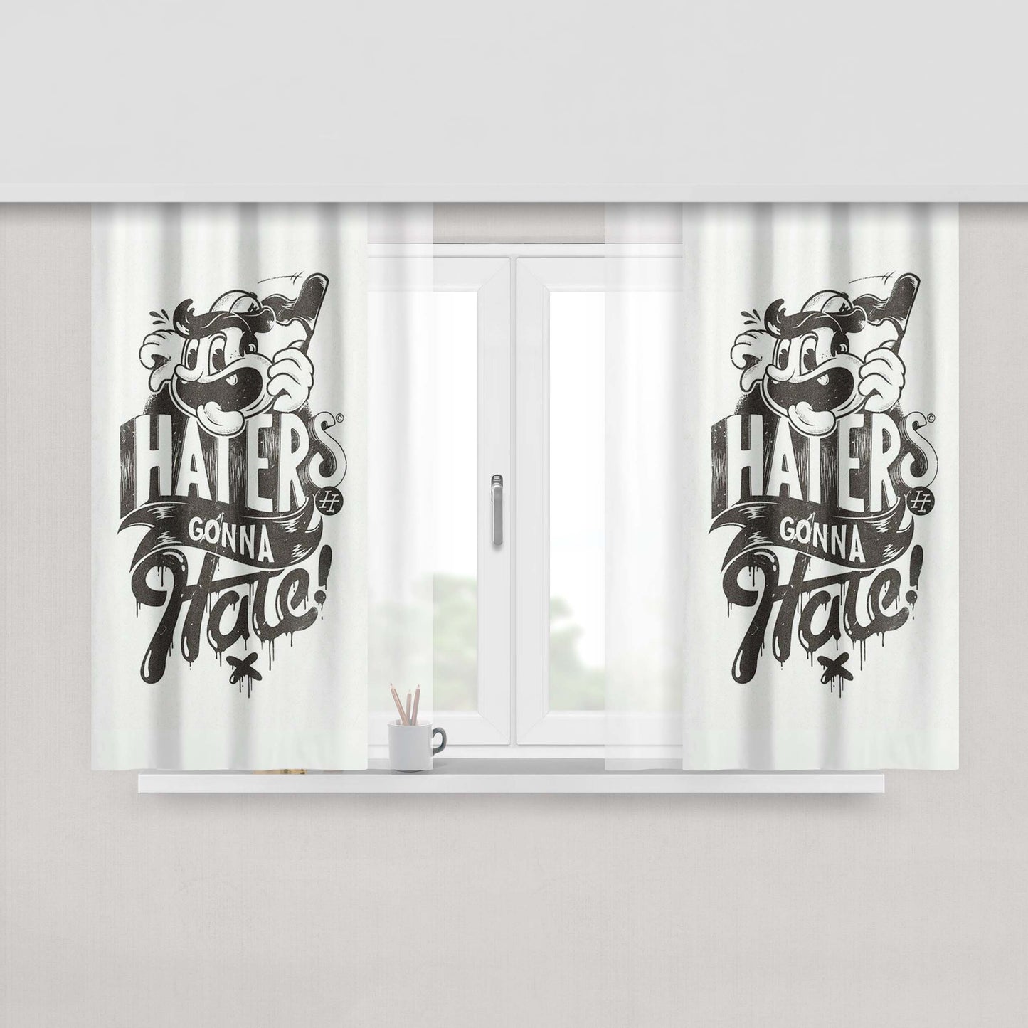 Haters Fabric Window Curtains