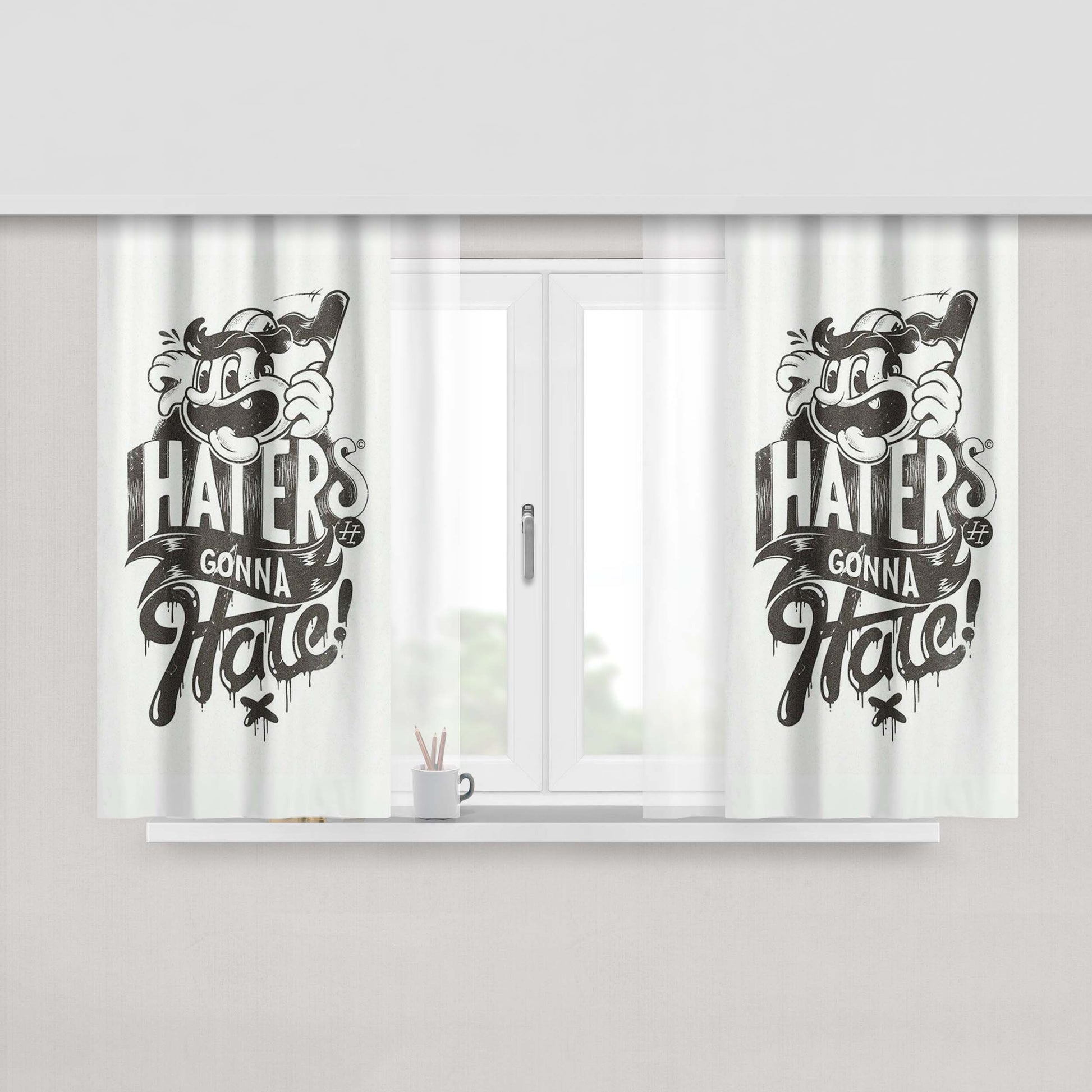 Haters Fabric Window Curtains