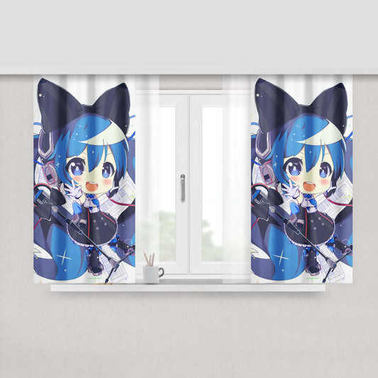Hatsune Miku Anime Girl Blue Illustration Art Cute Fabric Window Curtains