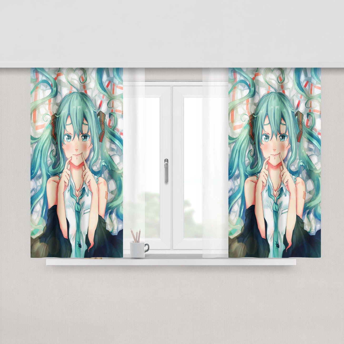 Hatsune Miku How To Smile Fabric Window Curtains