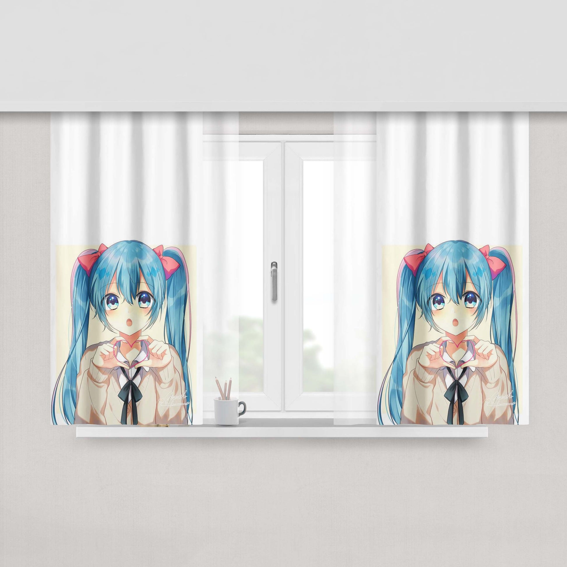 Hatsune Miku Love Fabric Window Curtains
