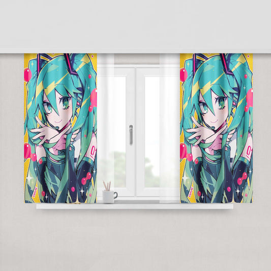 Hatsune Miku Pop Art Fabric Window Curtains