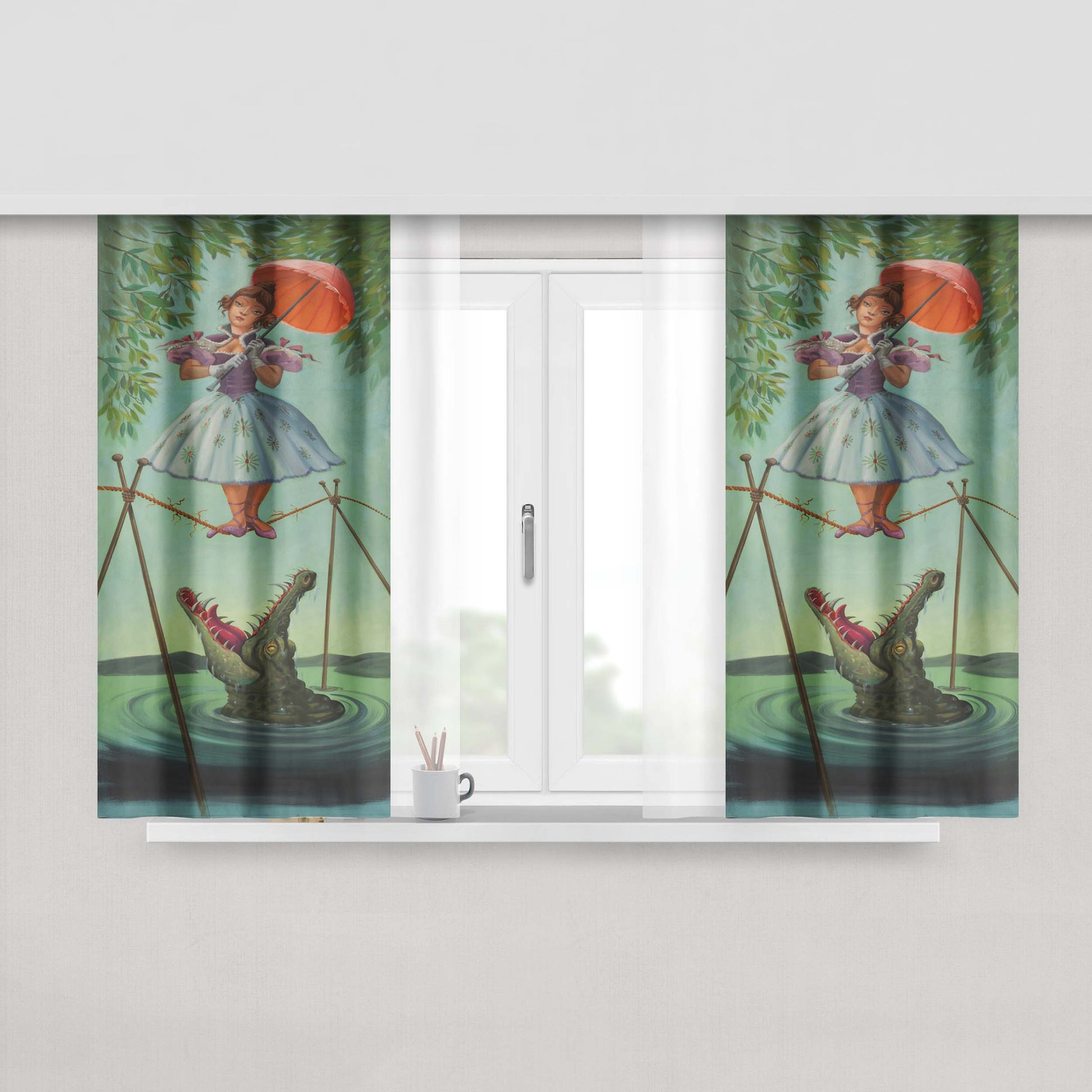 Haunted Mansion Painting Fabric Window Curtains