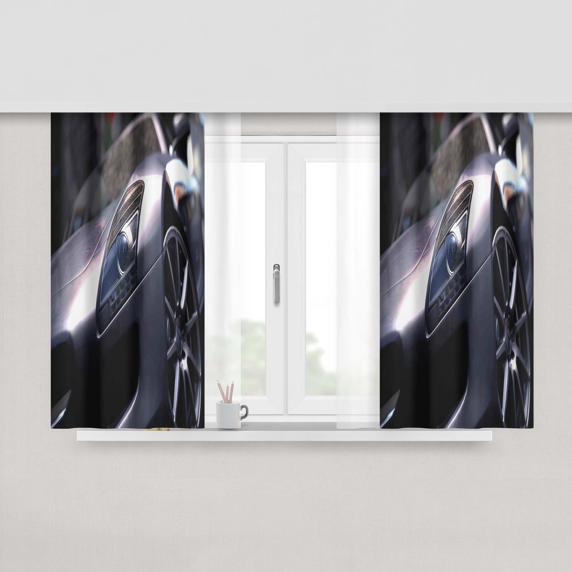 Head Lamp Sport Car Fabric Window Curtains