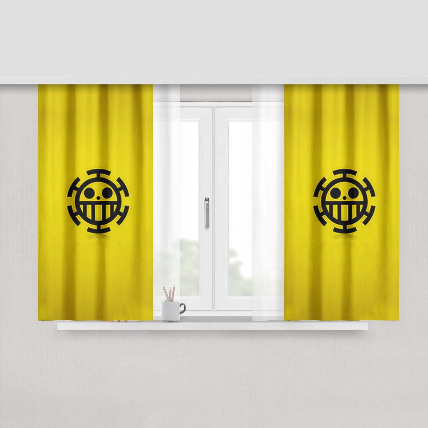 Heart Pirates Logo Yellow Fabric Window Curtains
