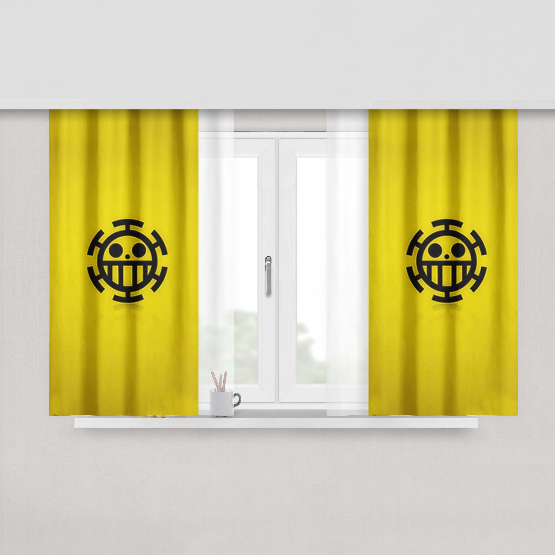 Heart Pirates Logo Yellow Fabric Window Curtains