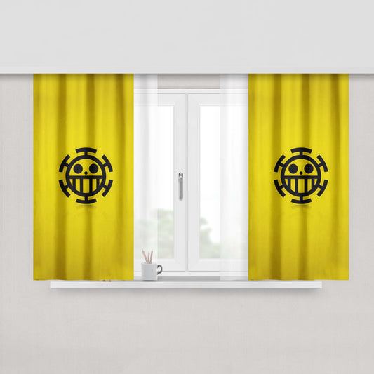 Heart Pirates Logo Yellow Fabric Window Curtains