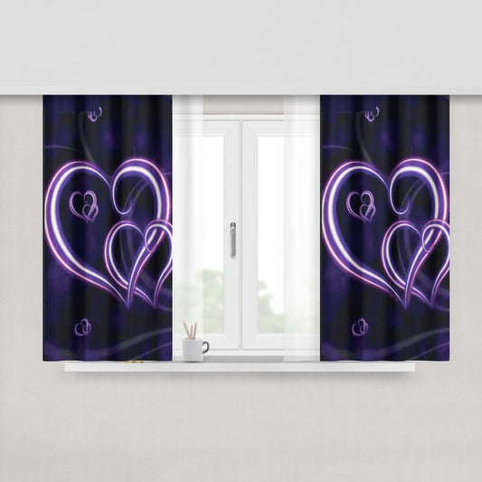 Hearts Swirly Fabric Window Curtains