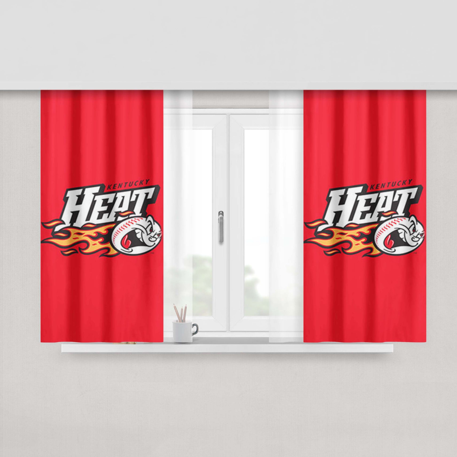 Heat Kentucky Baseball Logo Red Fabric Window Curtains