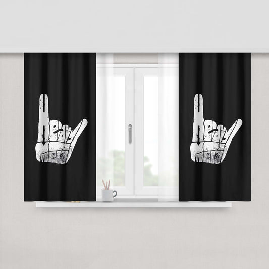 Heavy Metal Hand Sign Fabric Window Curtains