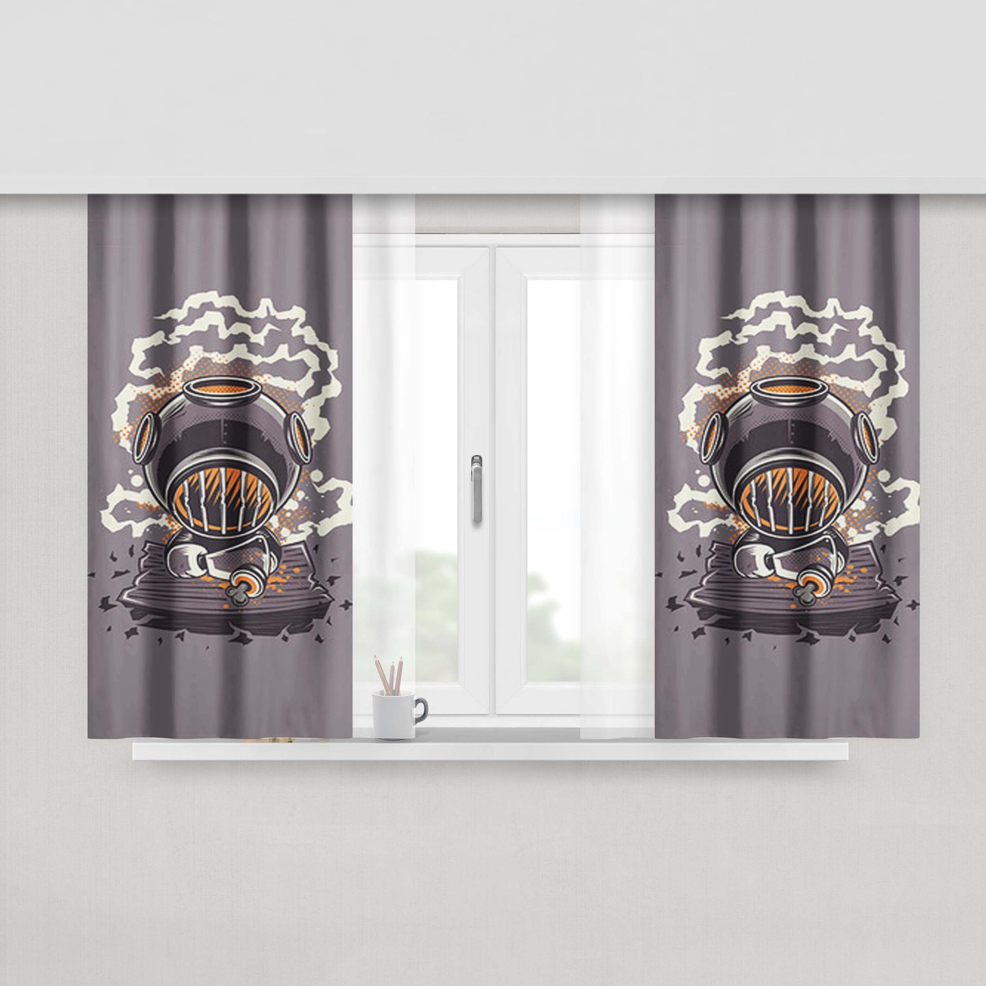 Hell Driver Fabric Window Curtains