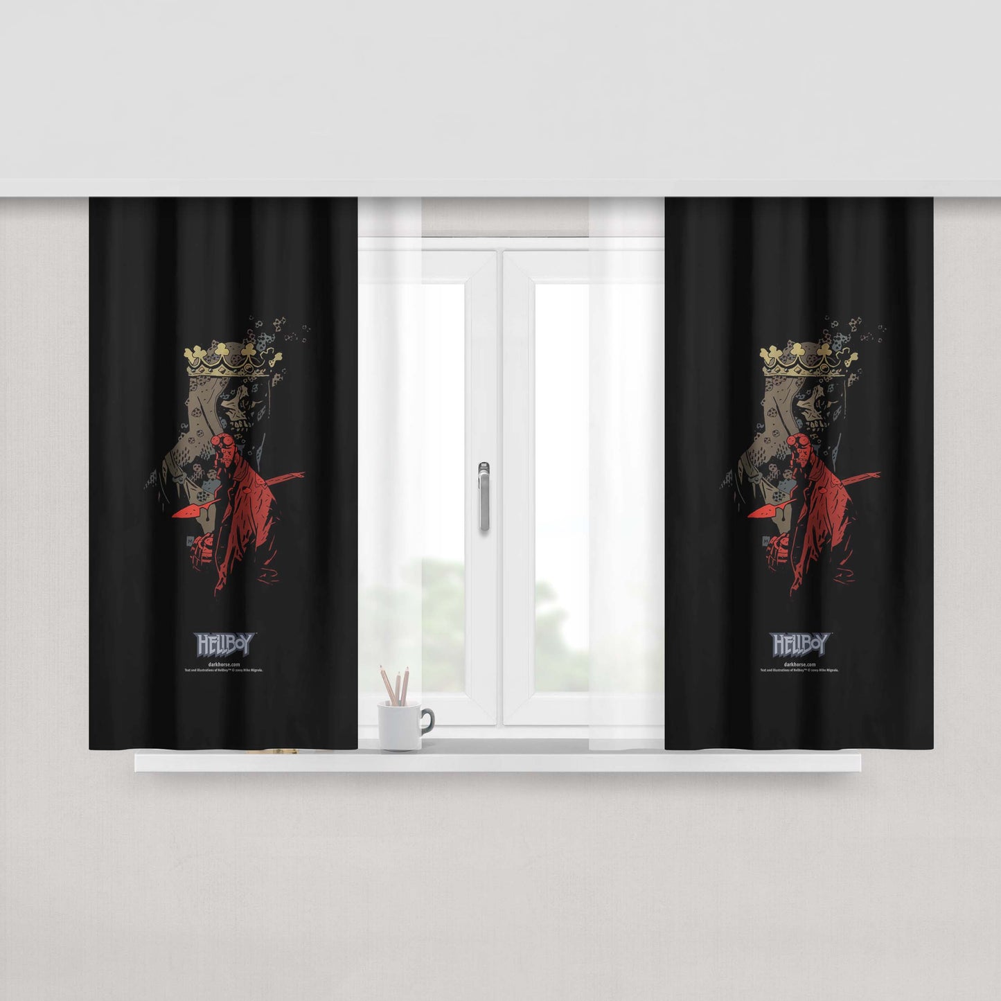 Hellboy Artwork Skull Throne Fabric Window Curtains