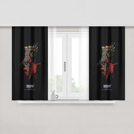Hellboy Artwork Skull Throne Fabric Window Curtains