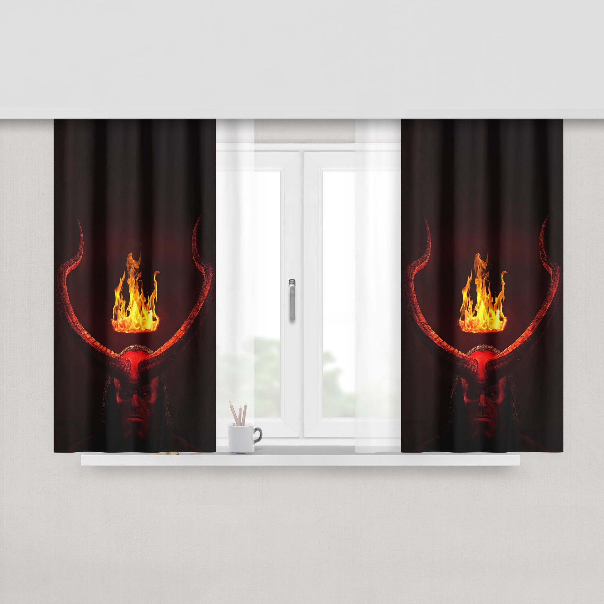 Hellboy B Fabric Window Curtains