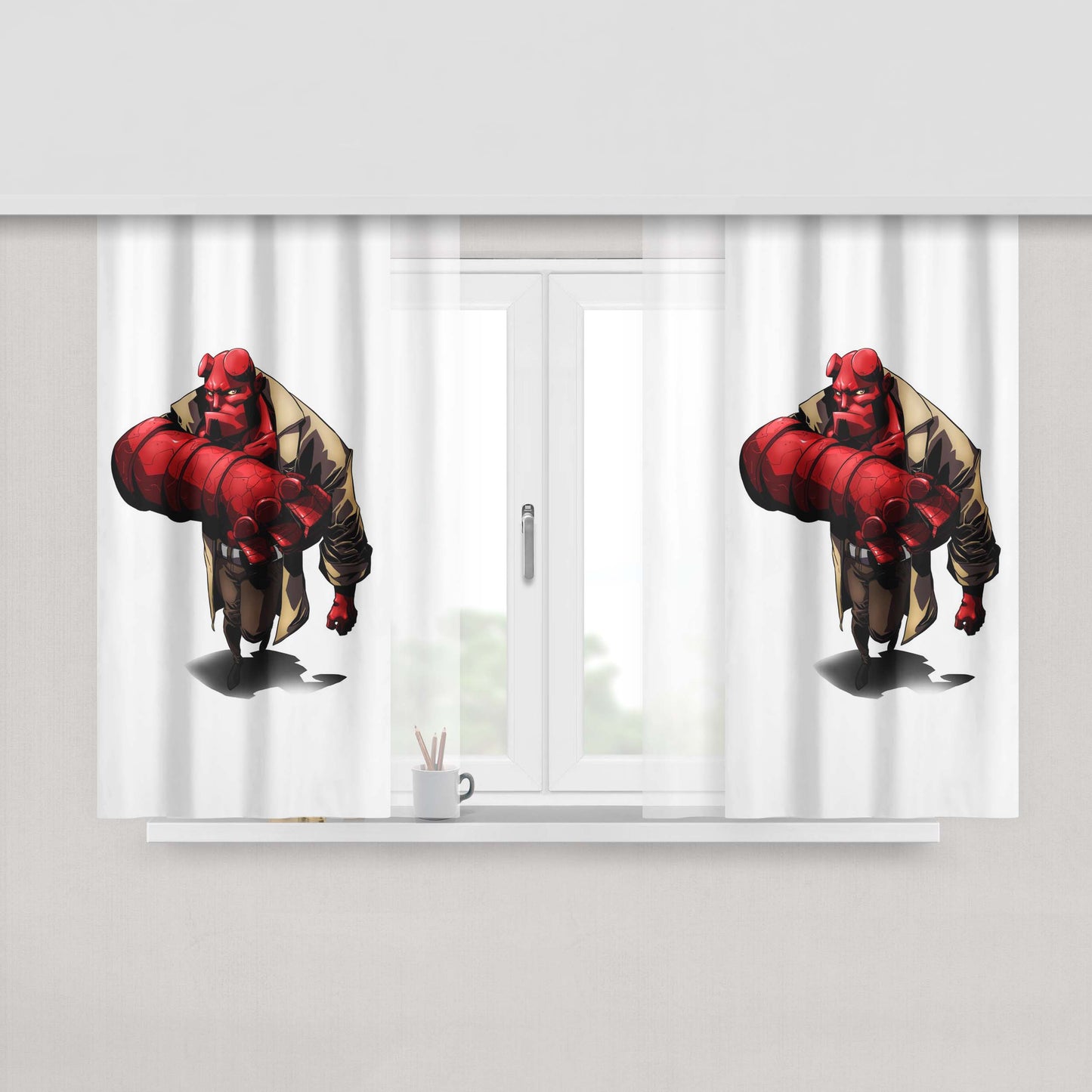 Hellboy Character Red Devil Fabric Window Curtains
