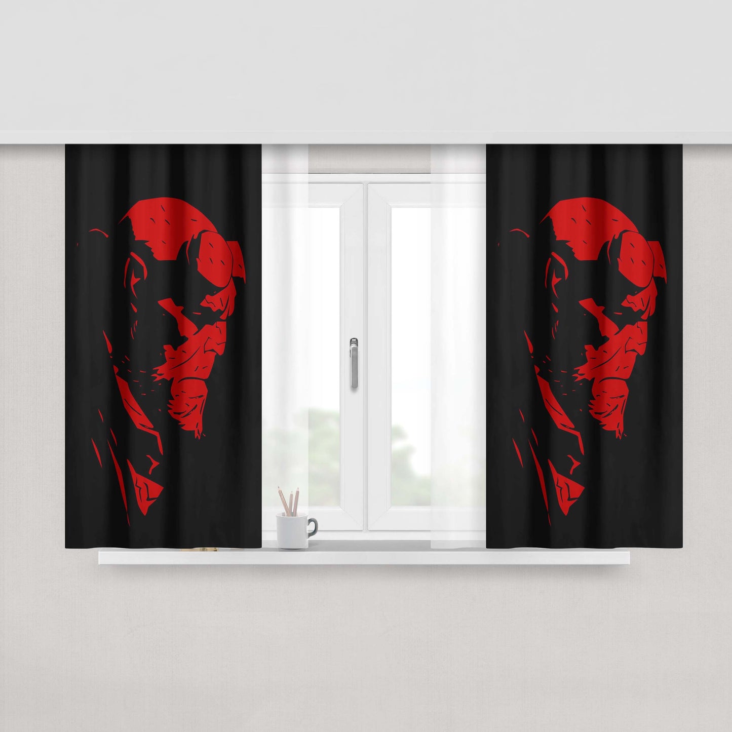 Hellboy Minimalistic Fabric Window Curtains