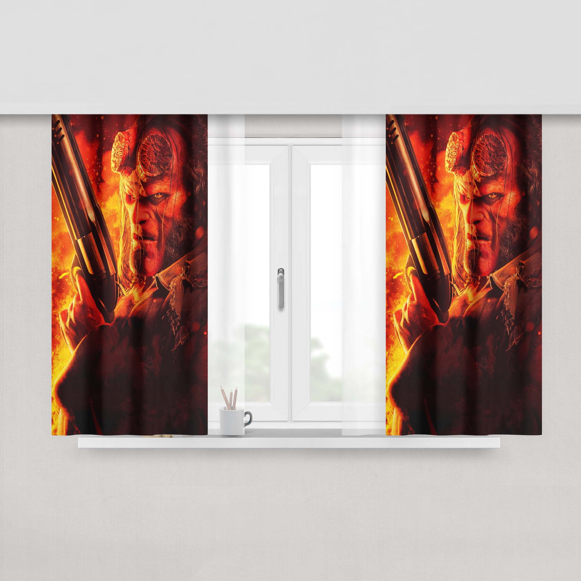 Hellboy Po Fabric Window Curtains