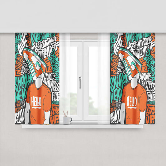 Hello Doodle Sneaker Fabric Window Curtains