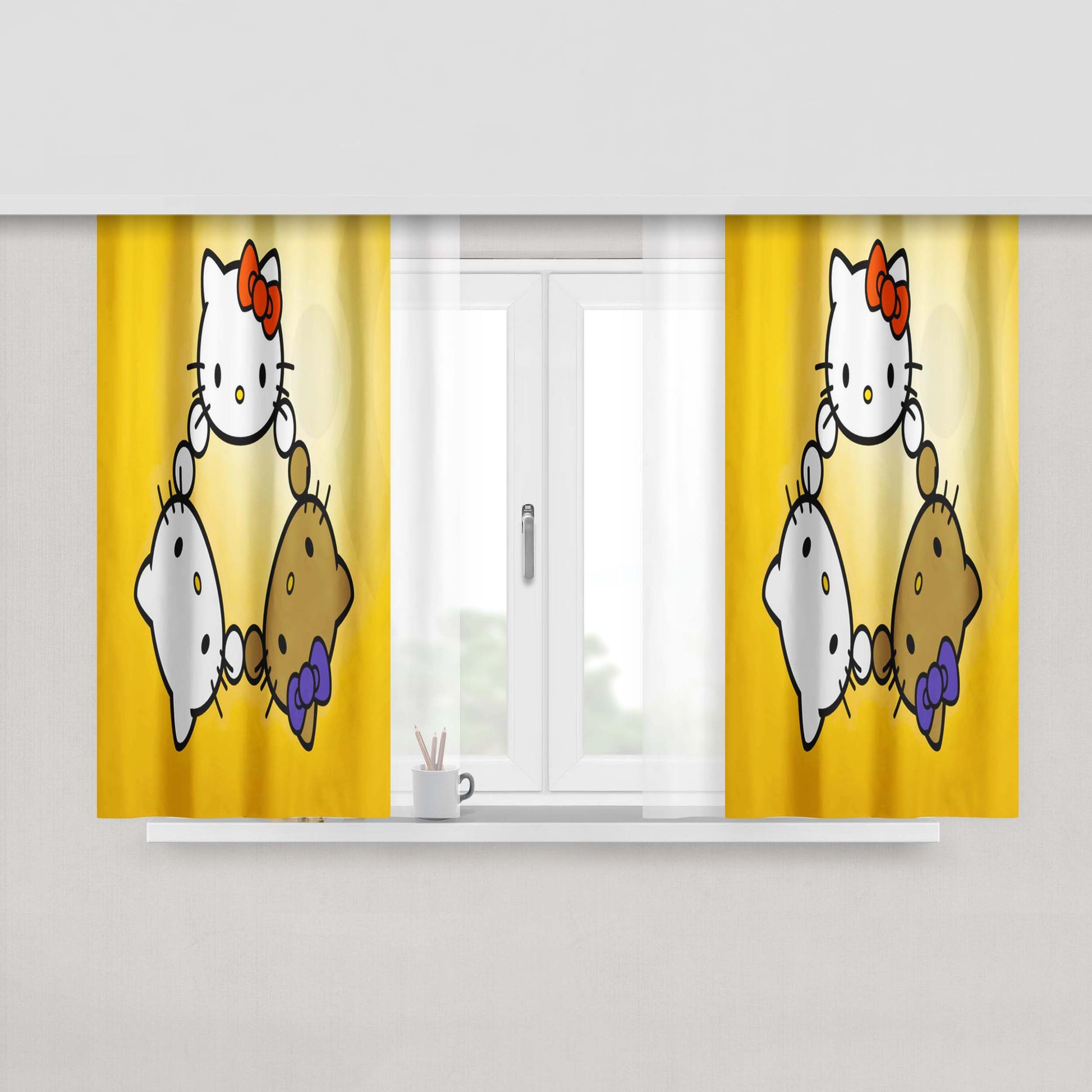 Hello Kitty Circle Fabric Fabric Window Curtains