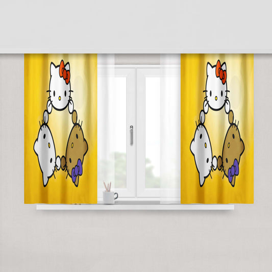 Hello Kitty Circle Fabric Fabric Window Curtains