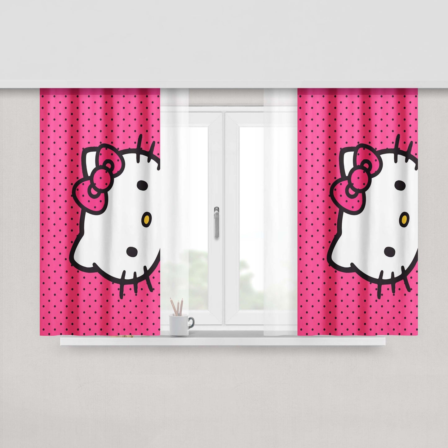 Hello Kitty Cute Fabric Fabric Window Curtains